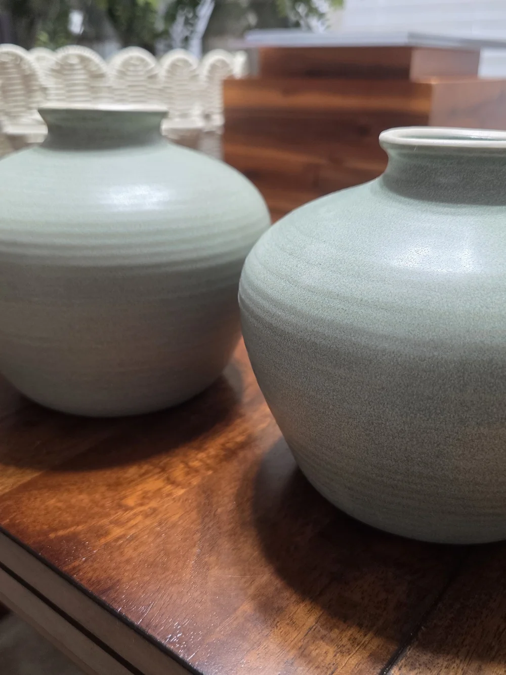 Ceramic Sage Green Decorative Vase Pair